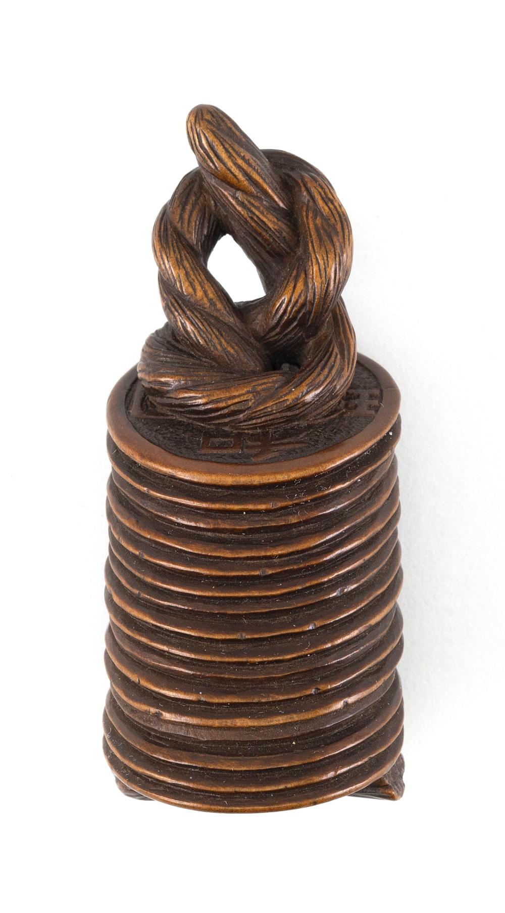 JAPANESE WOOD NETSUKE BY MASANAO