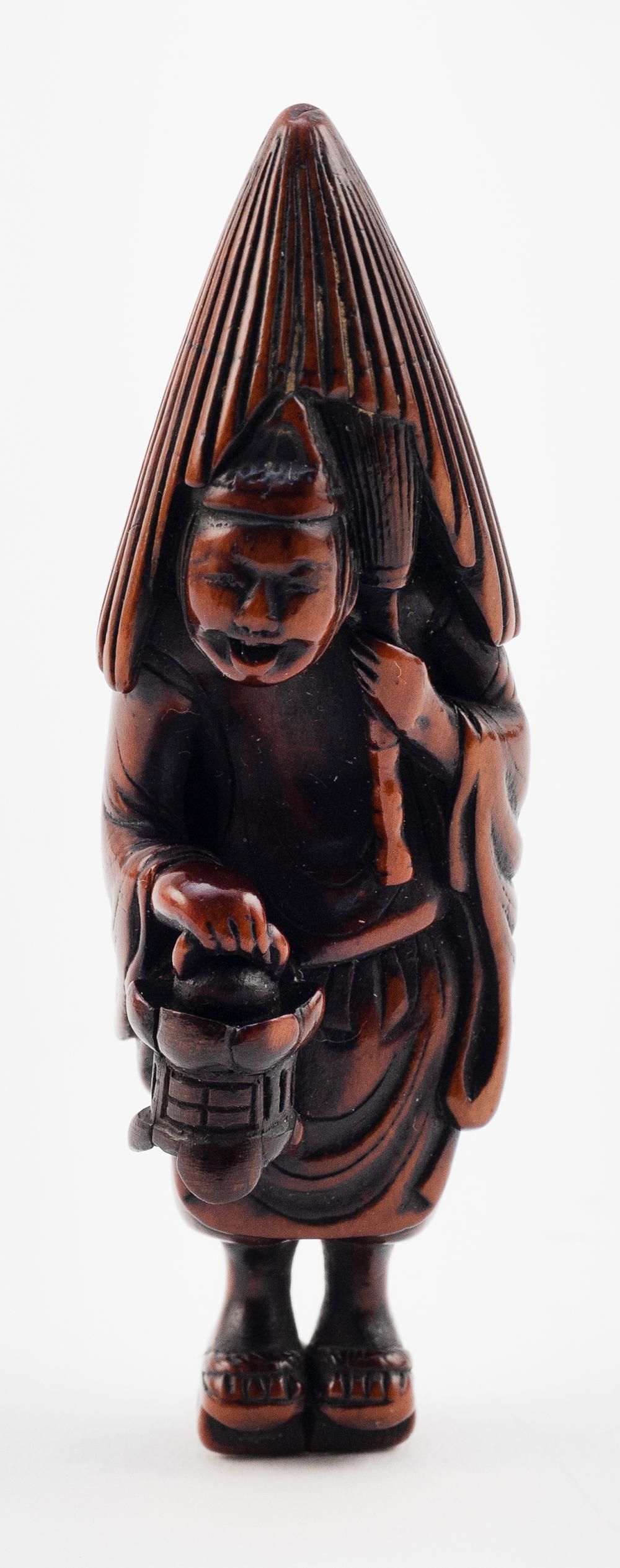 JAPANESE WOOD NETSUKE BY MITSUHARU