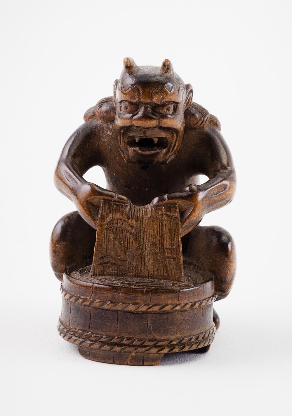 JAPANESE WOOD NETSUKE MEIJI PERIOD 34dc11