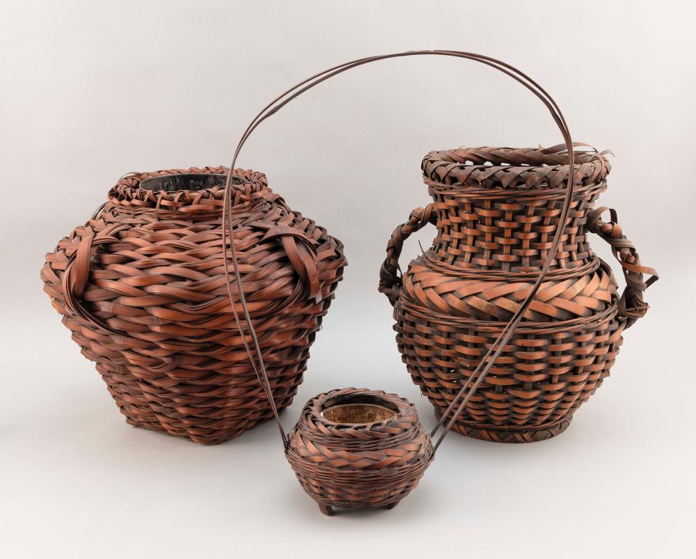 THREE JAPANESE IKEBANA BASKETS 34dc40