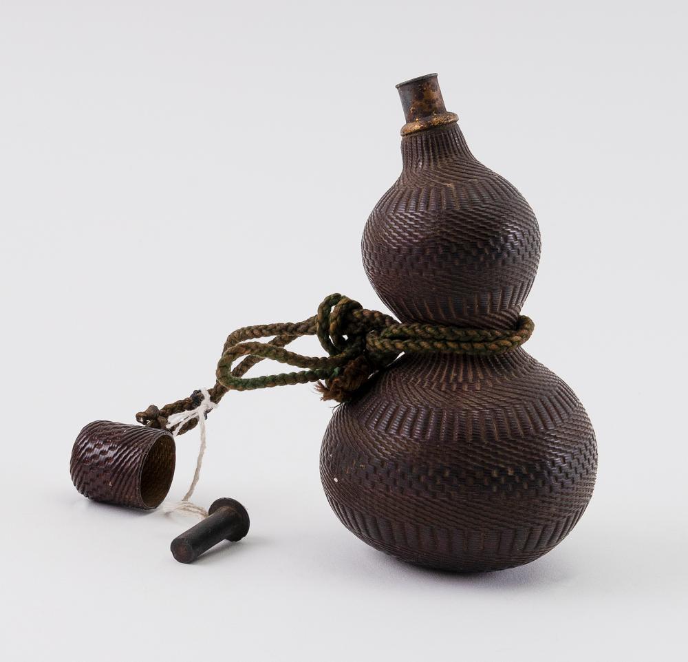 JAPANESE CARVED BAMBOO POWDER FLASK