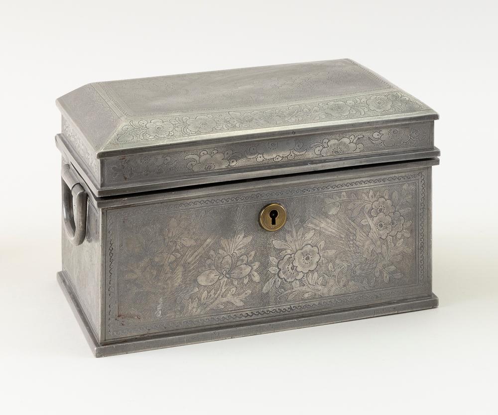 CHINESE PEWTER TEA CADDY 19TH CENTURY