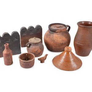 Nine Redware Vessels
American,