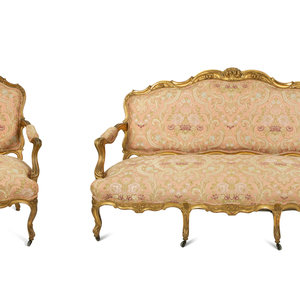 A Louis XV Style Giltwood Sofa