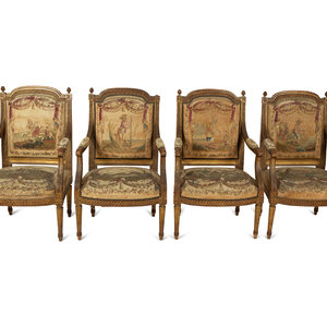 A Set of Four Louis XVI Style Giltwood