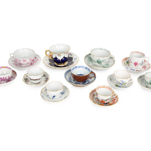 Eleven Meissen Porcelain Teacups