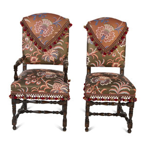 A Set of Eight English Silk Upholstered