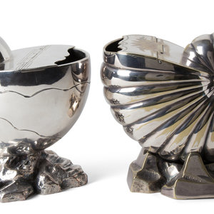 Two English Silver Plate Nautilus 34dd4a