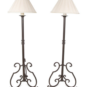 A Pair of Wrought Iron Floor Lamps 20TH 34dd92