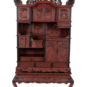 A Chinese Export Carved Red Lacquer
