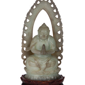 A Chinese Carved White Jade Seated 34ddbd