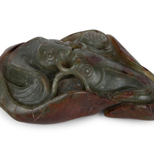 A Chinese Carved Jade Double Carp