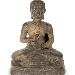 A Patinated Bronze Seated Buddha Height 34ddb9