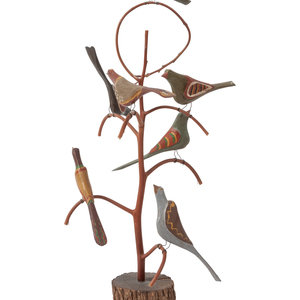 A Folk Art Carved Bird Tree by 34ddd1