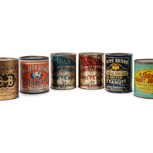 A Group of Six Salted Peanut Tins includes 34ddfb