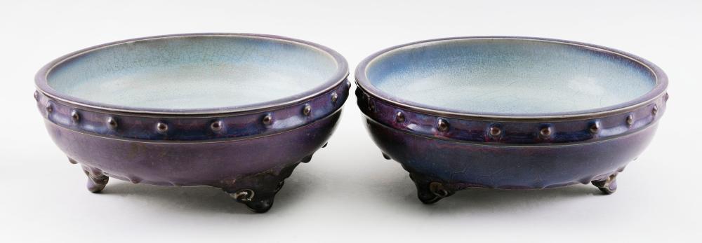 PAIR OF JUN WARE PORCELAIN WASHERS