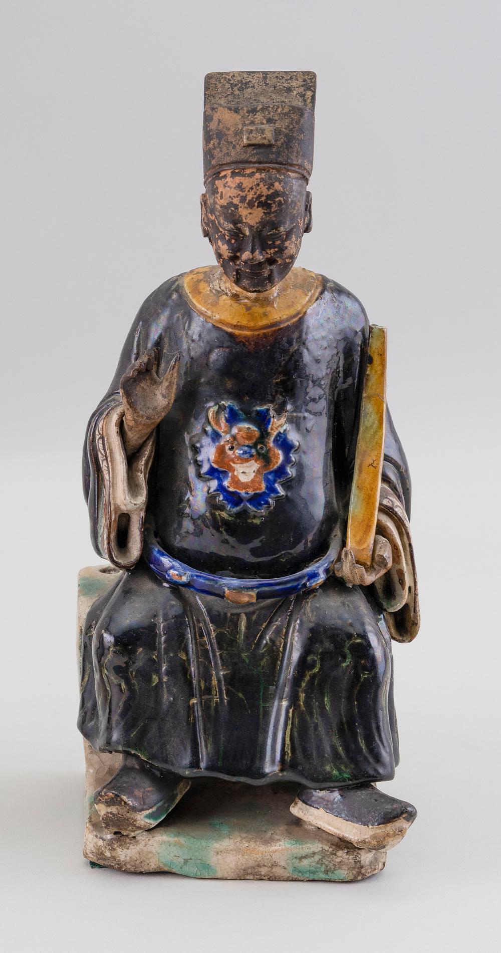 CHINESE POTTERY FIGURE OF SEATED