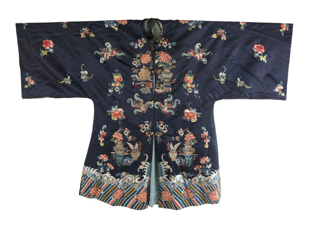 CHINESE SILK NEEDLEWORK ROBE 19TH