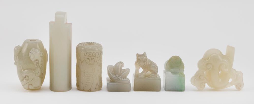 SEVEN SMALL CHINESE CELADON JADE