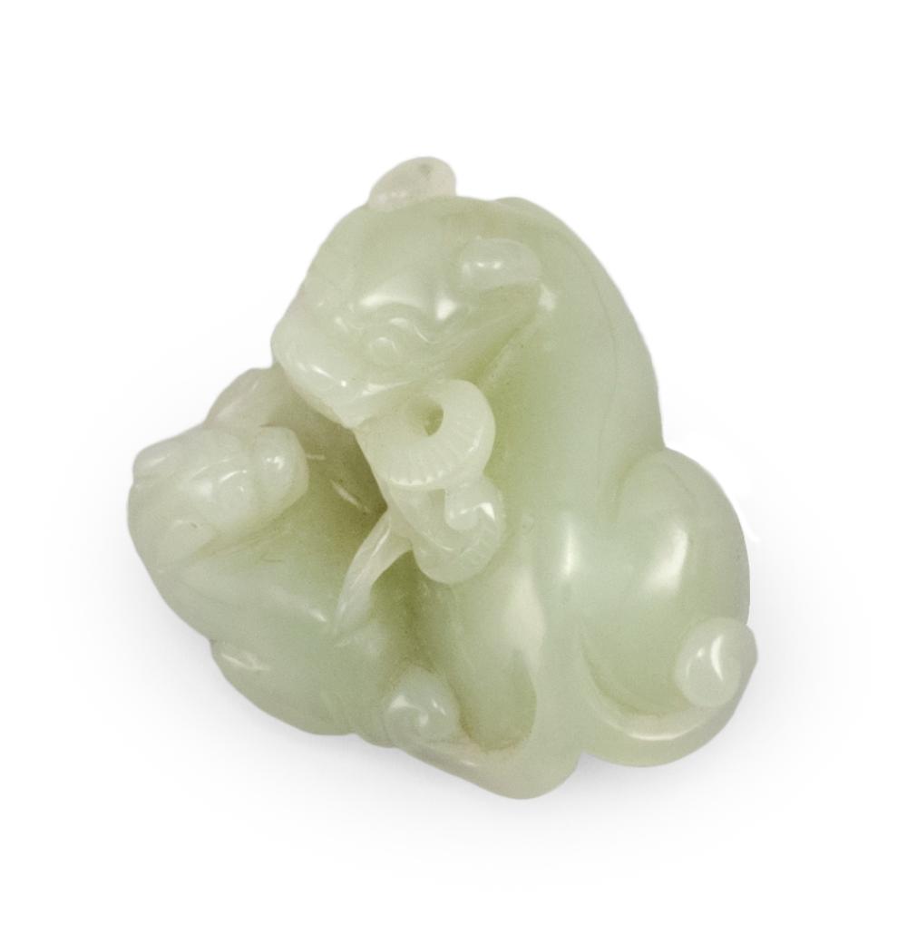 CHINESE CELADON JADE CARVING LENGTH