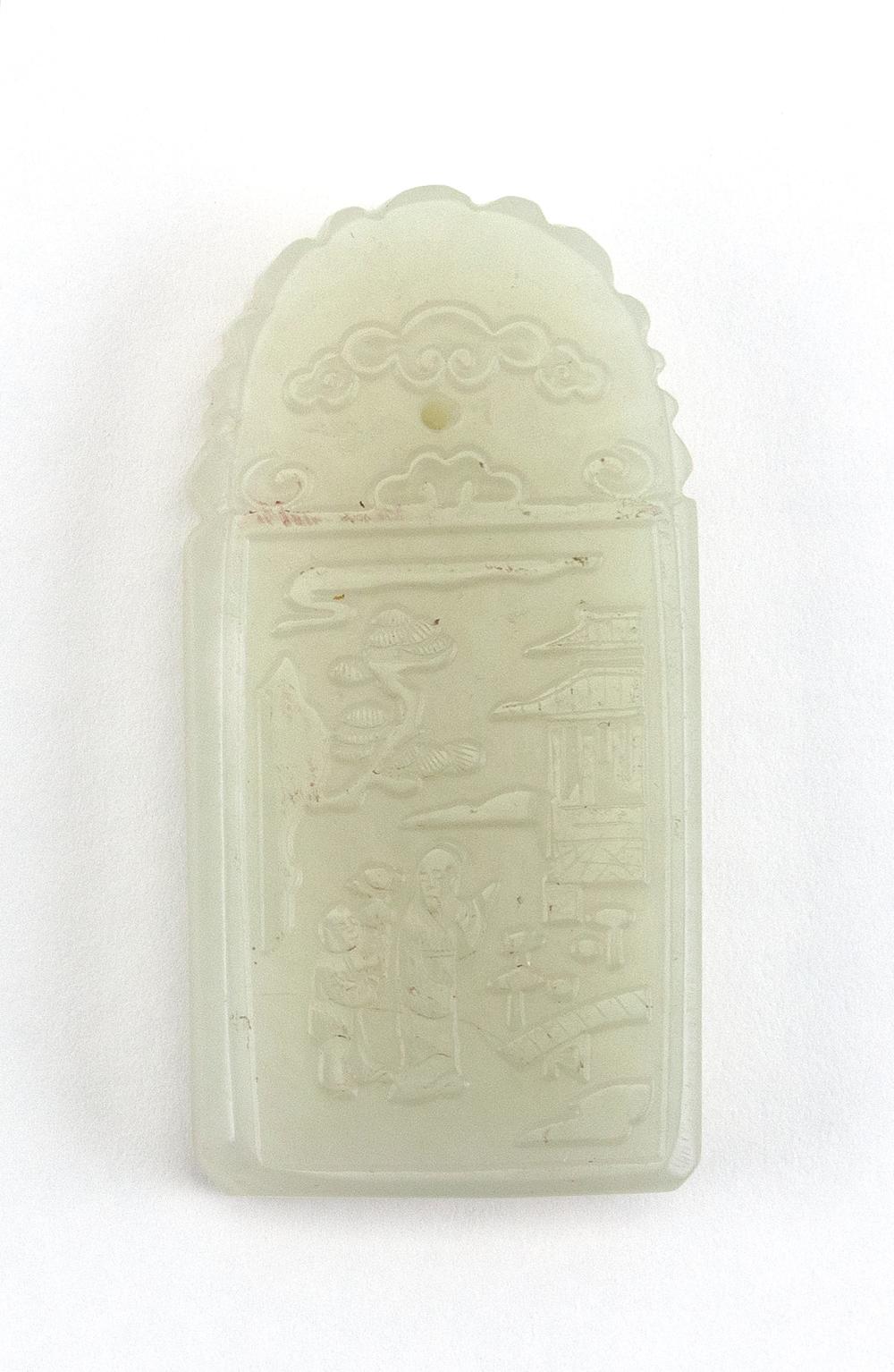 CHINESE CARVED CELADON JADE PENDANT