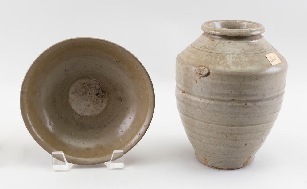 TWO PIECES OF CHINESE CELADON YAOZHOU