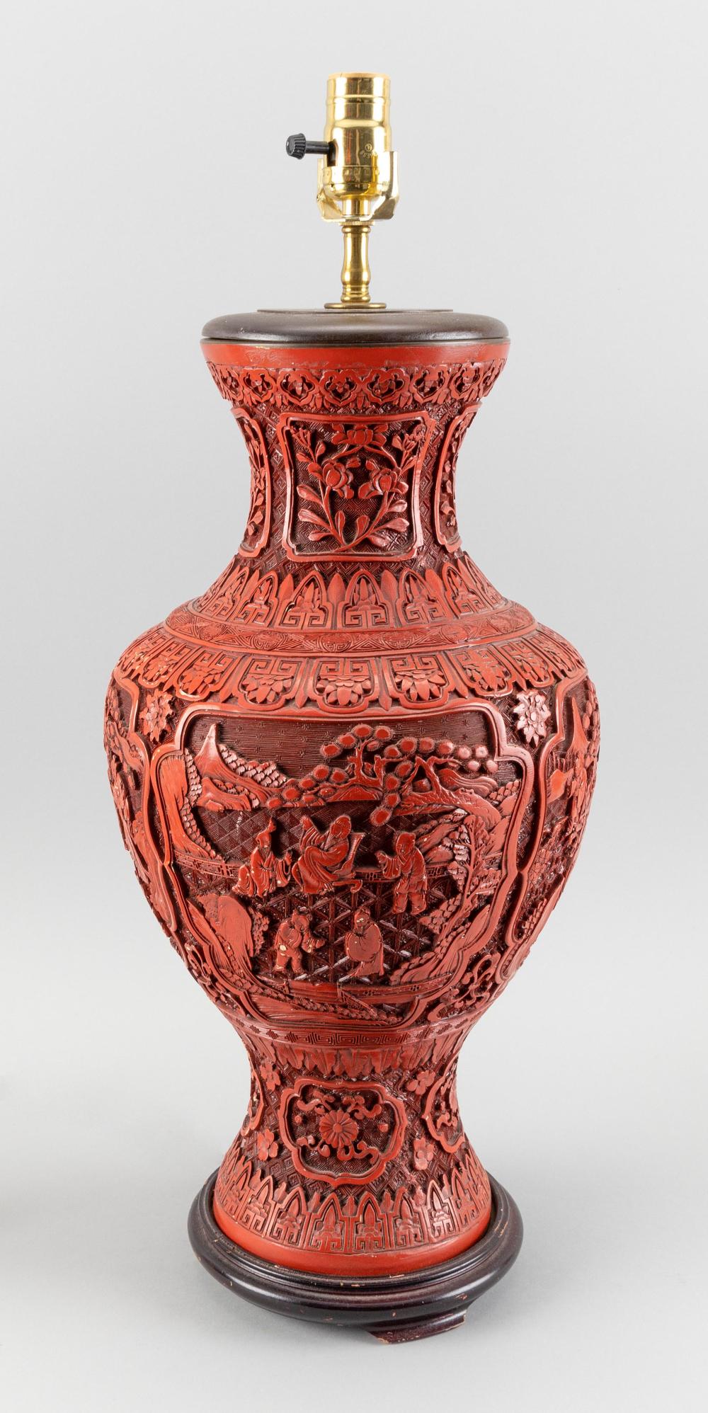 CHINESE CINNABAR VASE EARLY 20TH