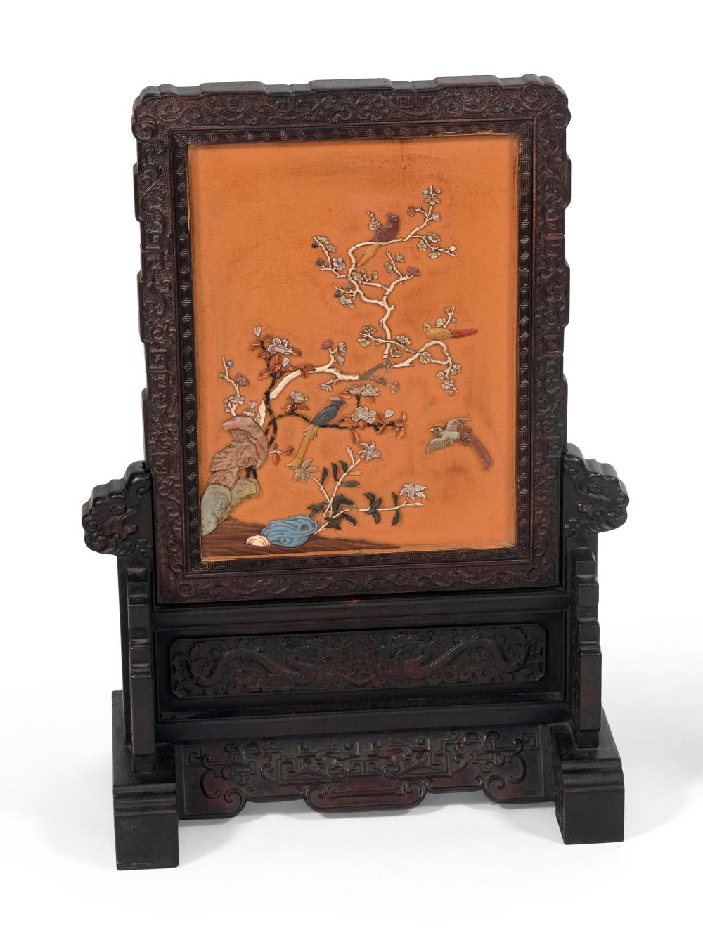 CHINESE CARVED WOOD TABLE SCREEN