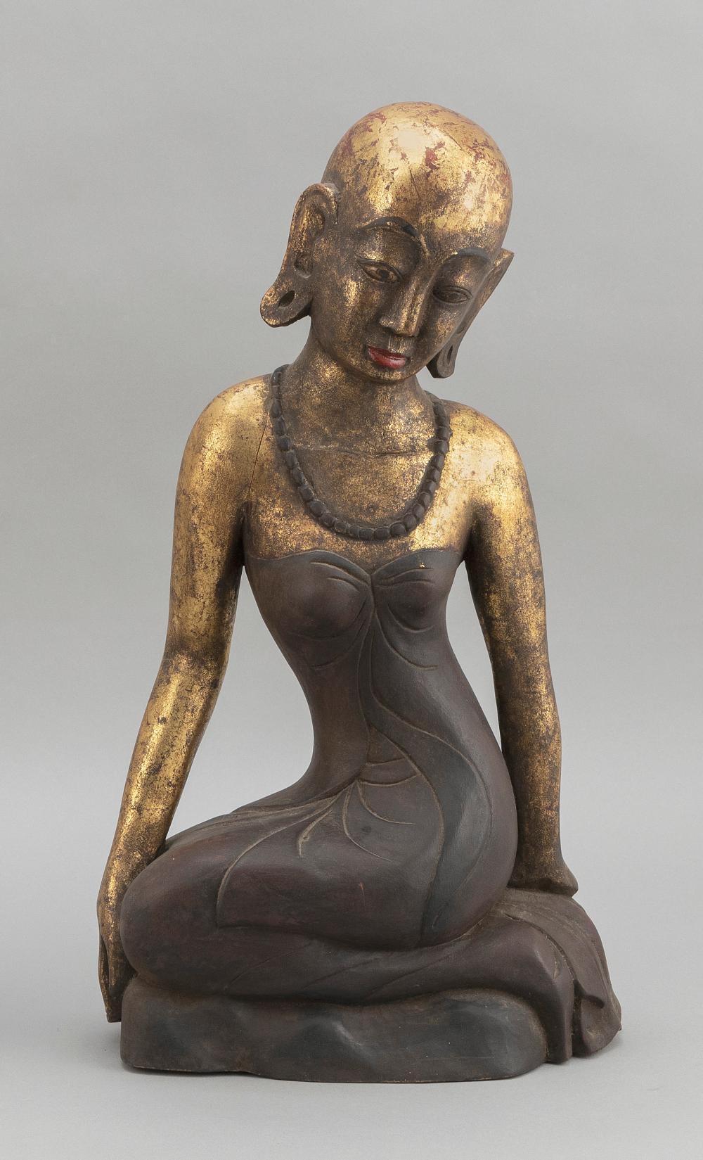 BURMESE GILTWOOD FIGURE OF A SEATED 34e14b