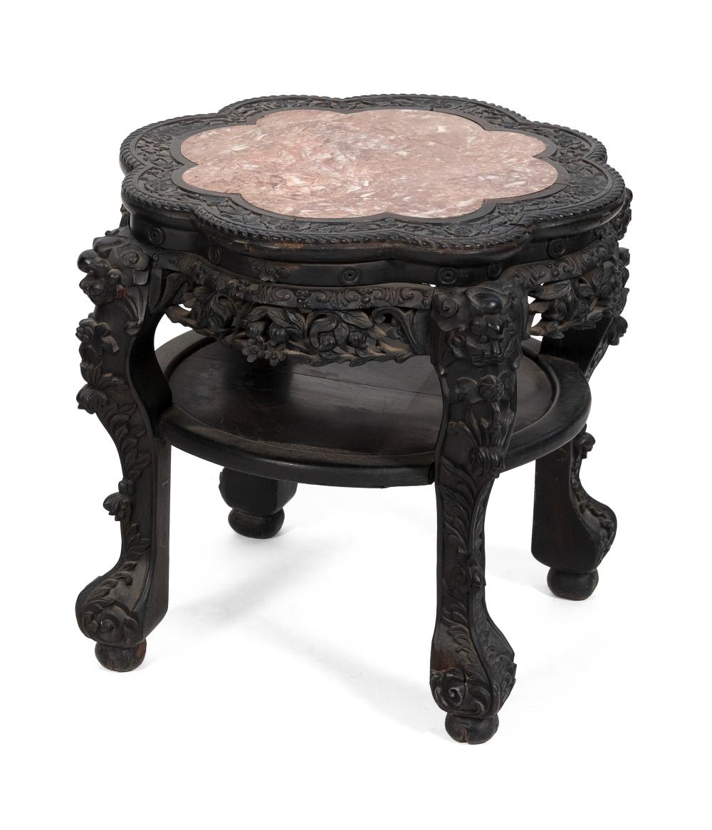 CHINESE ROUGE MARBLE TOP STAND 34e145