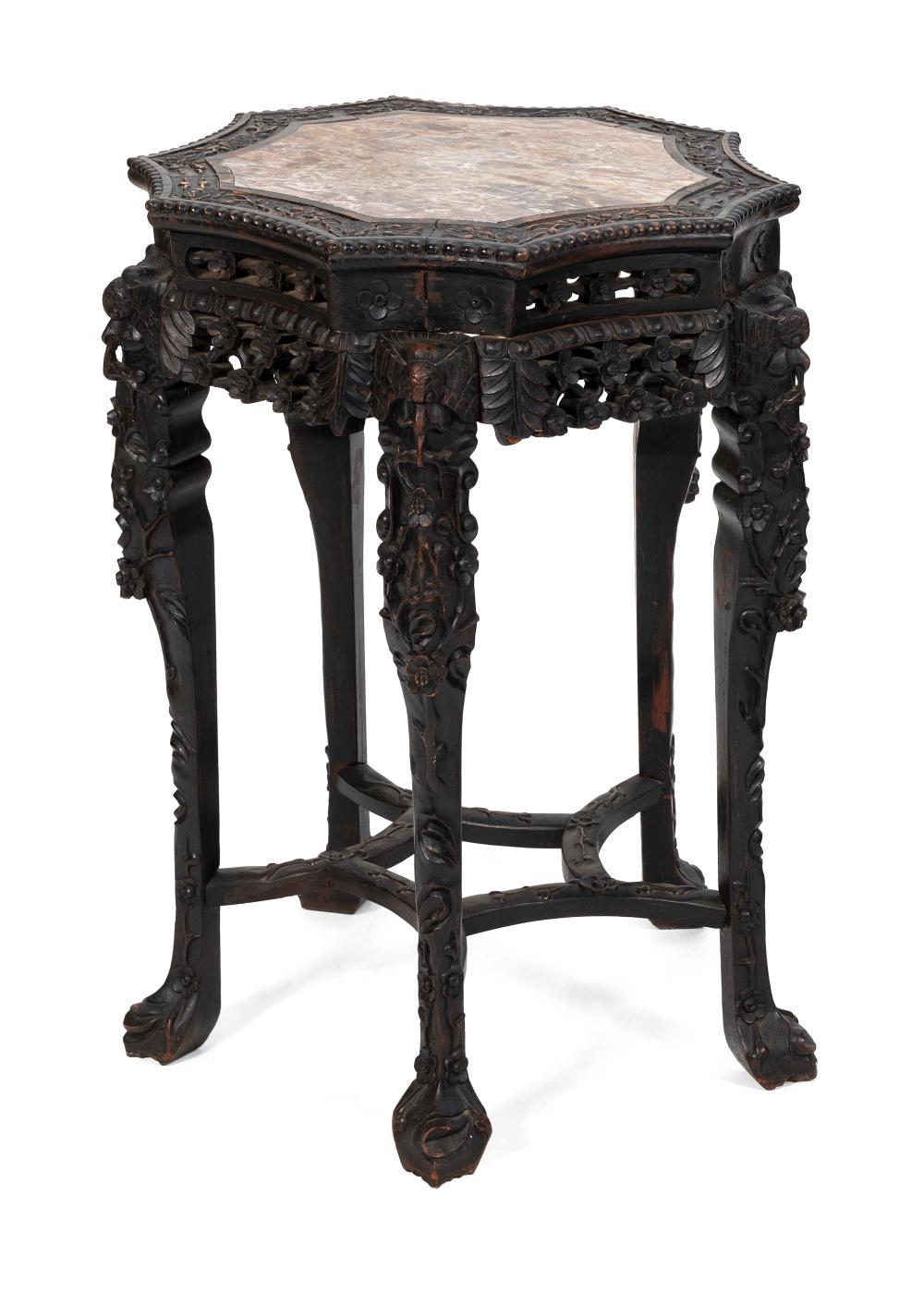 CHINESE ROUGE MARBLE TOP STAND 34e146