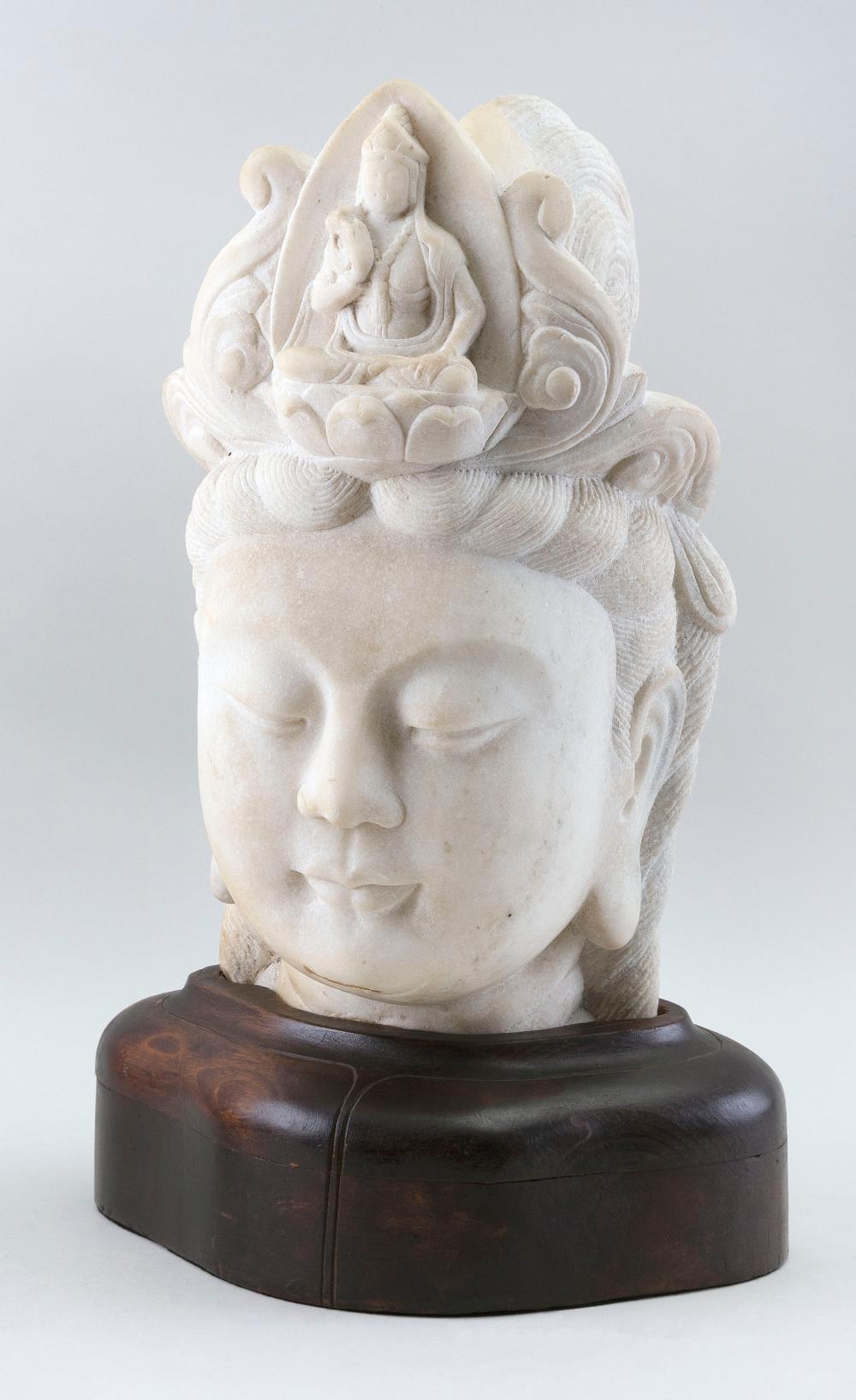 CHINESE CARVED MARBLE HEAD OF GUANYIN 34e150