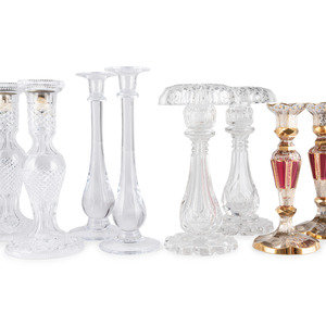 Four Pairs of Glass Candlesticks
20th