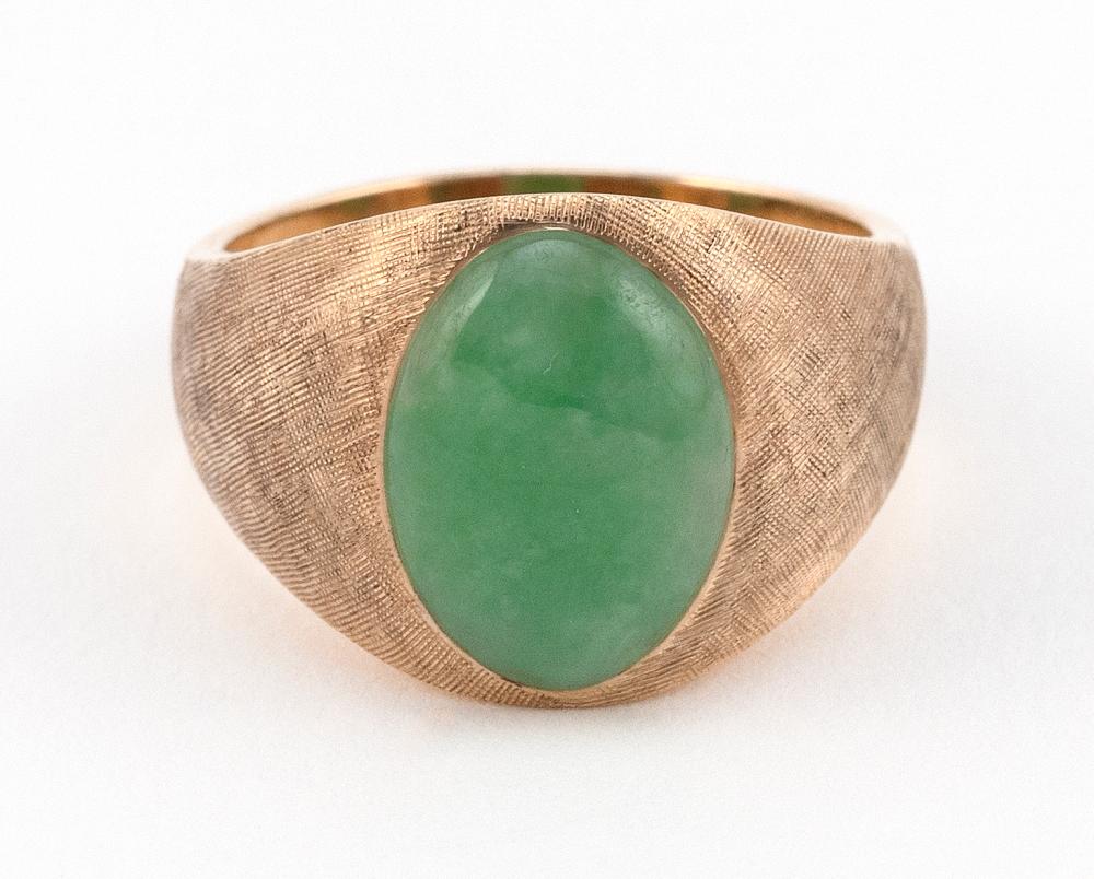 VINTAGE 14KT GOLD AND GREEN AVENTURINE 34e1cc