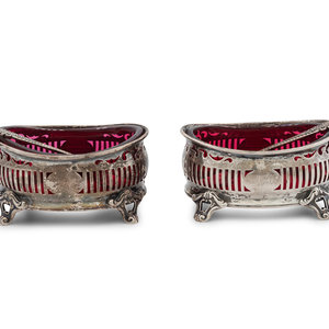 A Pair of American Silver and Glass-Lined