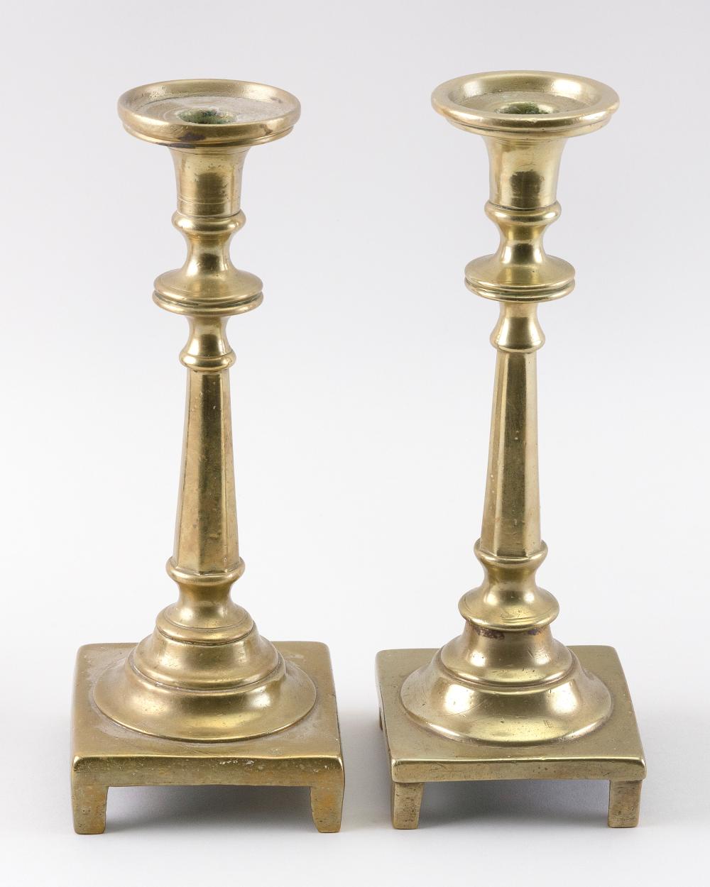 PAIR OF DUTCH BRASS CANDLESTICKS