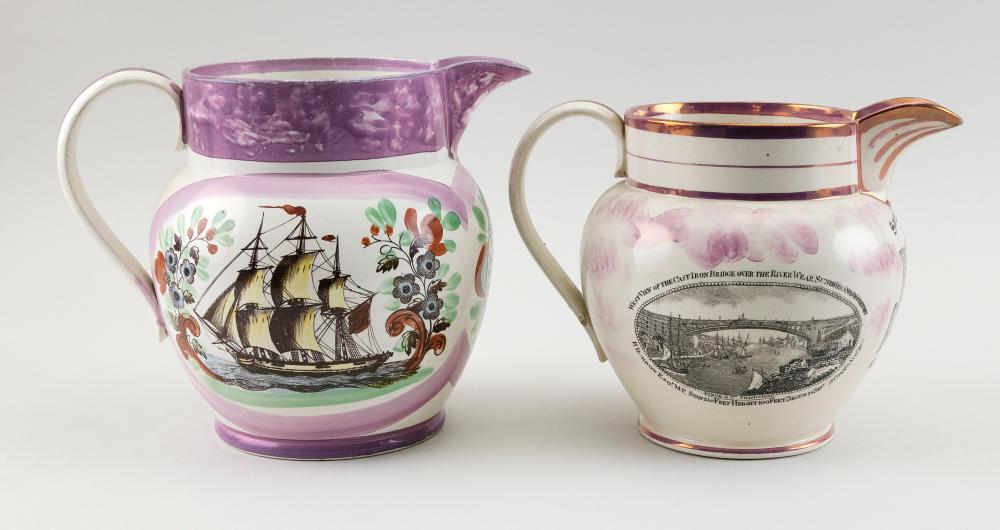 TWO SUNDERLAND PINK LUSTREWARE 34e245