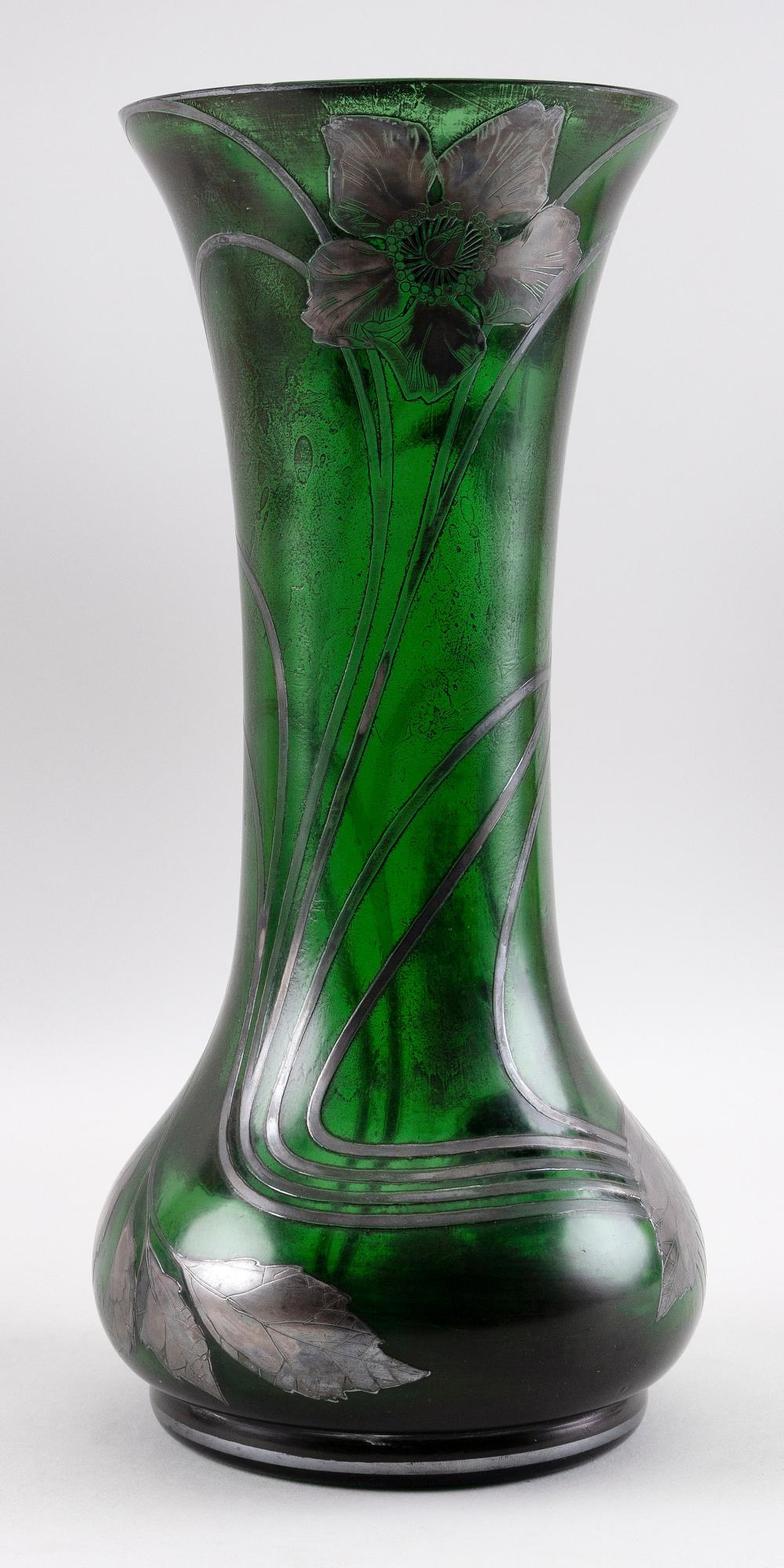 FAUX SILVER OVERLAY GREEN GLASS 34e252