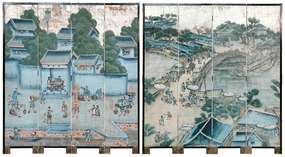 PAIR OF JAPANESE FOUR-PANEL FLOOR