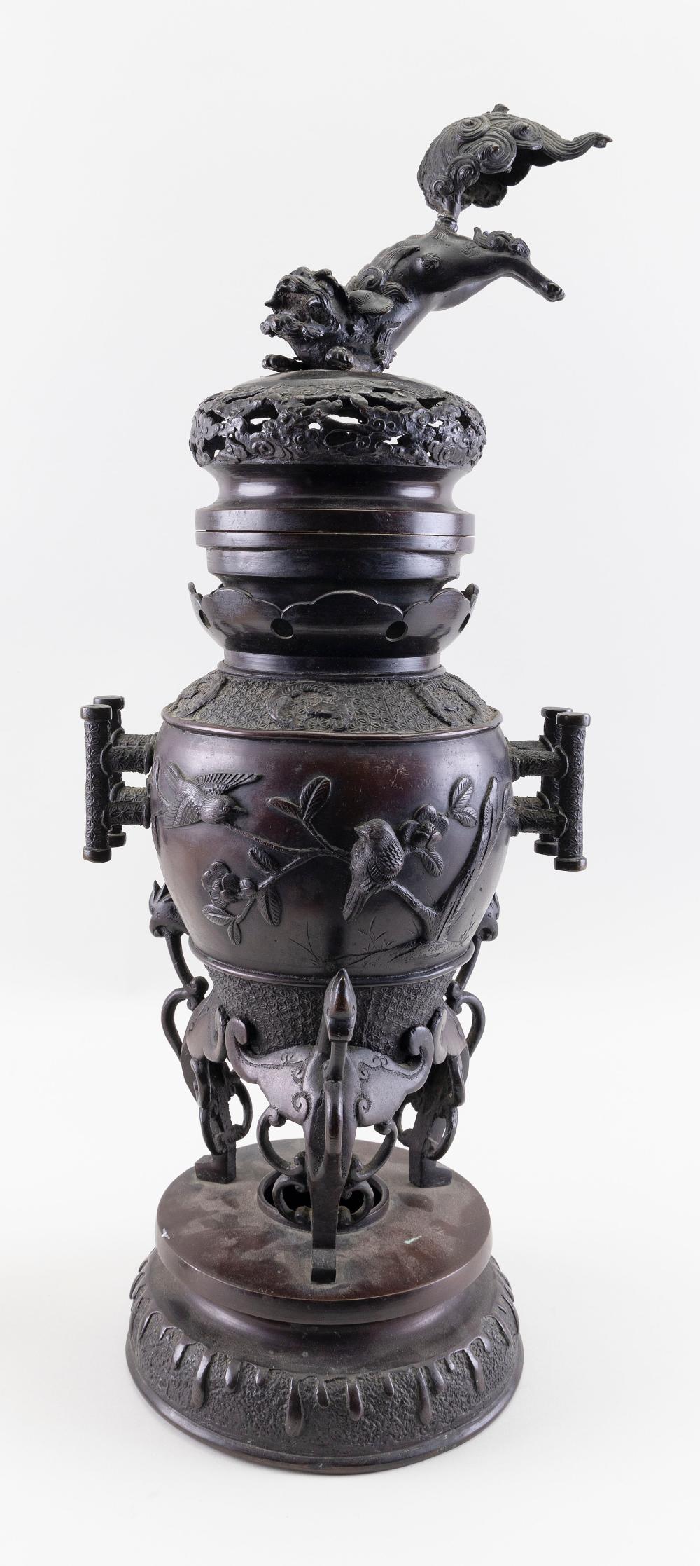 CHINESE BRONZE COVERED CENSER EARLY 34e2a7