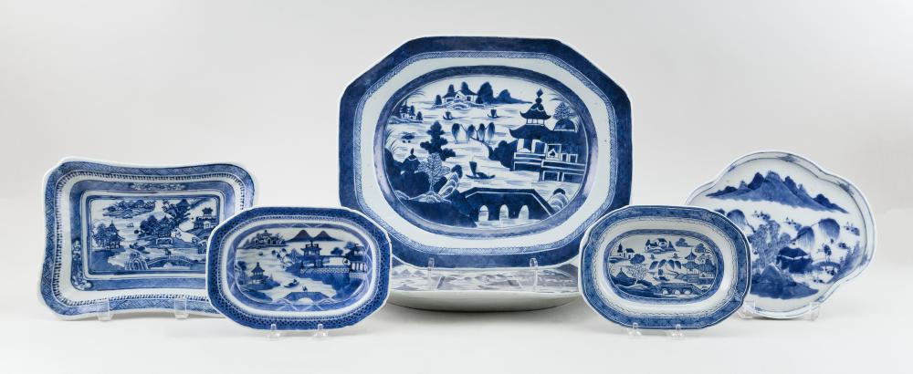 SIX PIECES OF CHINESE EXPORT BLUE
