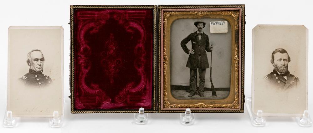 CASED TIN TYPE AND TWO CARTE DE