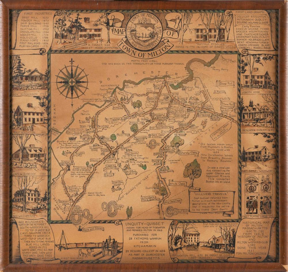 MAP OF MILTON, MASSACHUSETTS CIRCA
