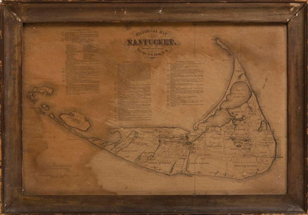 "HISTORICAL MAP OF NANTUCKET" LITHOGRAPH