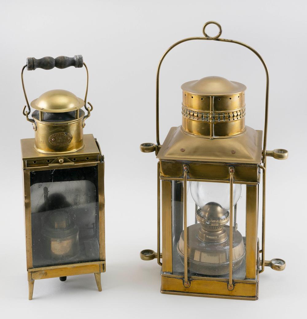 TWO BRASS SHIP S LANTERNS LATE 34e444