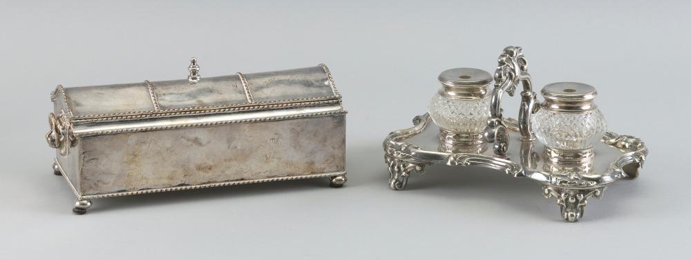 TWO ENGLISH SILVER PLATED STANDISHES 34e4e5