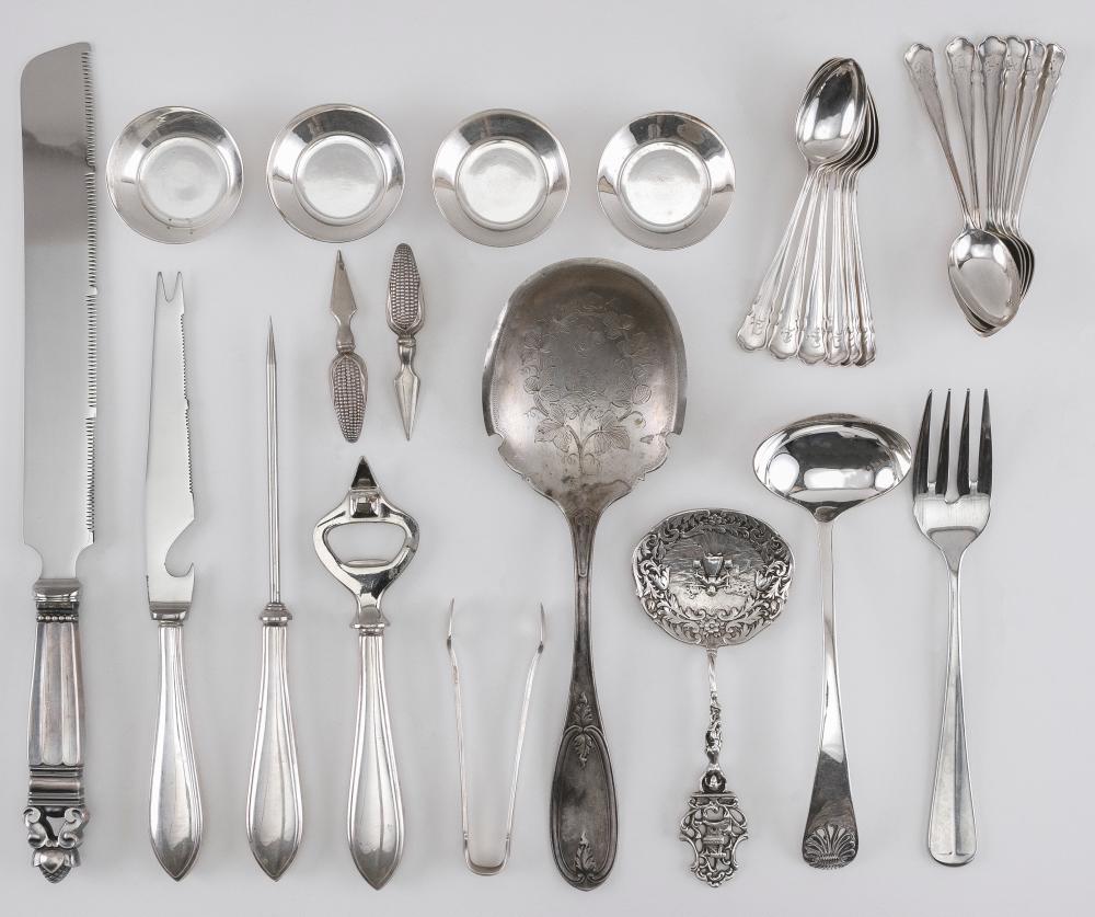 TWENTY PIECES OF STERLING AND COIN SILVER