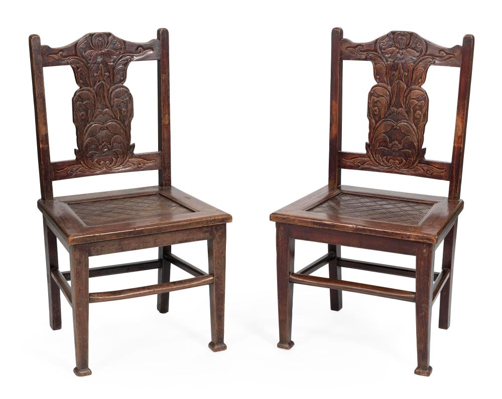 PAIR OF CHINESE HARDWOOD SIDE CHAIRS