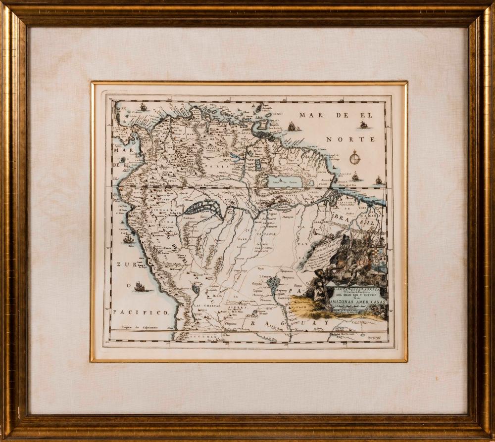 HAND COLORED MAP OF SOUTH AMERICA 34e55b