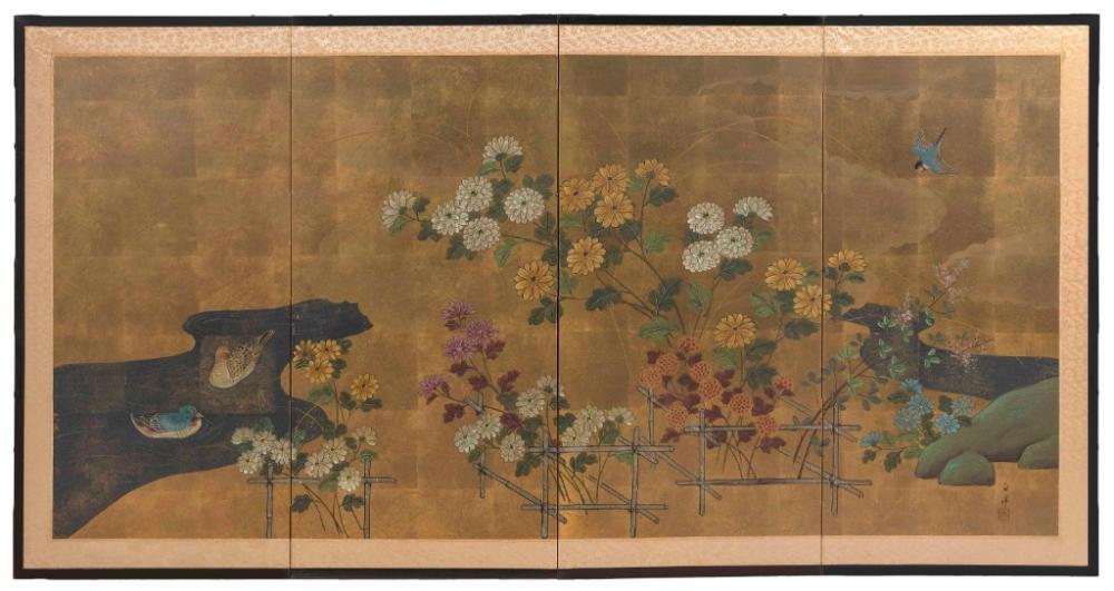 JAPANESE FOUR-PANEL SCREEN LATE
